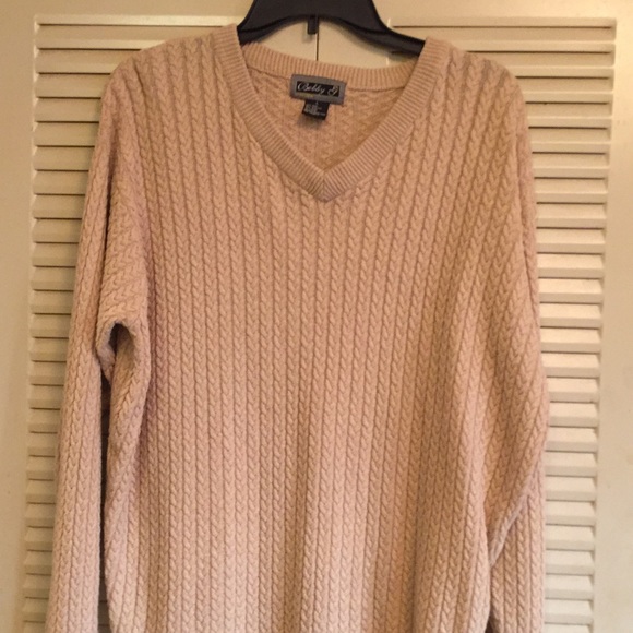 Bobby G Vintage Mens L Tan V-Neck pullover sweater - Picture 3 of 8